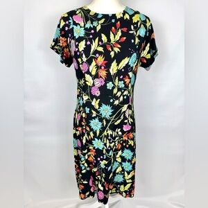 Bessi Short Sleeve Shift Dress Colorful Floral Print Made in Italy Size 6 Office